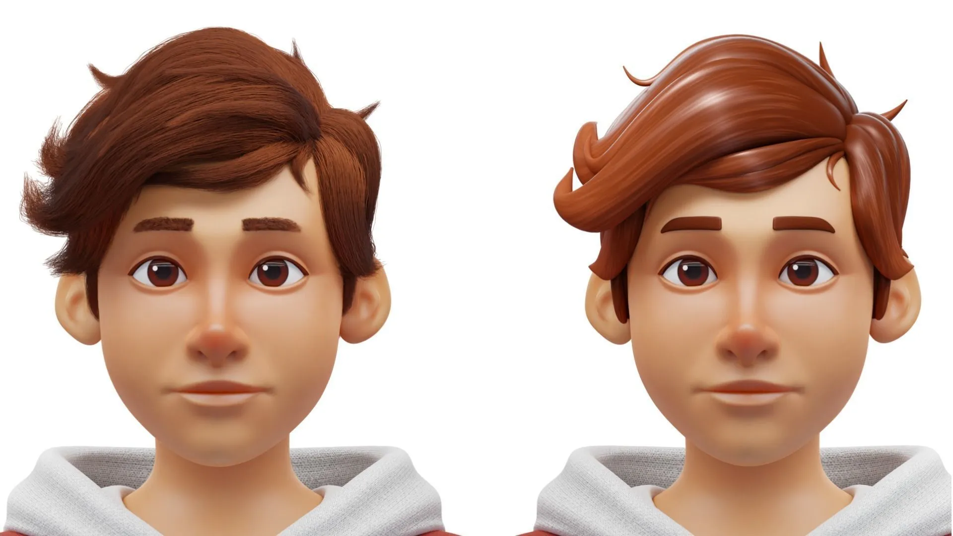 Cartoon Boy Teen clay vs real hair options comparison